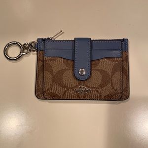 Coach credit card case with zipper closure and key ring